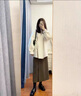 歐迪惠（Oudihui）2025年新款連衣裙秋冬女裝一整套毛呢外套顯瘦半身裙高級(jí)感三件套 米白外套+杏色內(nèi)搭+咖色半身裙 L 曬單實(shí)拍圖