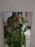 迪菲麗格洋氣綠色提花毛呢外套女春裝2022新款收腰中長款呢子大衣 圖片色 M 曬單實拍圖