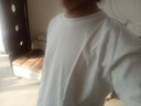 GQWWQX長(cháng)袖T恤男純色百搭寬松圓領(lǐng)上衣韓版潮流情侶純棉長(cháng)袖內搭打底衫 白色 XL 曬單實(shí)拍圖