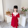 mlgt kids童裝女童連衣裙夏季2025新款洋氣泡泡袖公主裙兒童寶寶裙子 紅色 90cm 曬單實拍圖