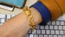 創(chuàng  )緣 鍍金手鏈男寬面蛇骨鏈鍍沙金手串粗福字坦克夸張老板大金鏈子 曬單實(shí)拍圖