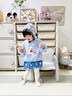 幼歌（YOUGE）嬰幼兒早春新款假兩件俏皮上衣高級(jí)復(fù)古時(shí)髦圓點(diǎn)連衣裙 藍(lán)色 80 cm 曬單實(shí)拍圖