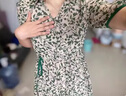 依伊純雪紡連衣裙子女裝夏季2024年新款碎花氣質(zhì)洋氣收腰時(shí)髦中長(cháng)裙 綠色 S 曬單實(shí)拍圖