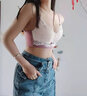 浪莎（LangSha）乳膠內衣女小胸顯大聚攏調整型收副乳無(wú)鋼圈少女文胸蕾絲撞色乳罩 MWY魅卡蘭黛-藏藍色 M 70AB/32AB 曬單實(shí)拍圖