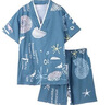貓人（MiiOW）純棉花汗蒸服女款洗浴中心足療店客人衣服足浴服按摩睡衣桑拿服男 藍(lán)色1738 2XL 曬單實(shí)拍圖