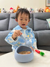 媽貝樂(lè )mombella嬰幼兒寶寶輔食碗嬰兒專(zhuān)用輔食勺自主進(jìn)食套裝6月3歲餐具 淺藍色 曬單實(shí)拍圖