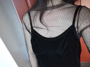 卡悠萊漁網(wǎng)打底衫透明黑紗透視紗衣服女薄紗薄沙衣服上衣蕾絲原宿風(fēng)網(wǎng)紗 黑色(網(wǎng)格) L 曬單實(shí)拍圖