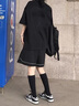 WHIM NASA短袖t恤男女士夏季情侶裝運動套裝男潮流寬松半袖衣服純棉兩件套 米黃色+3302黑色 XL （145-165斤） 曬單實拍圖