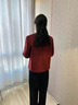 云拿月媽媽秋季紅色新中式婚宴毛呢上衣洋氣2025新款中老年女裝呢子外套 洛可可紅（單外套） XL 【建議90-105斤】 曬單實(shí)拍圖