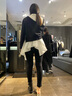 sdeer圣迪奧秋季女裝休閑時(shí)尚純色直筒型休閑風(fēng)套頭不規(guī)則羅紋襯衫兩件毛衣S20383512 黑色/91 S/160 曬單實(shí)拍圖
