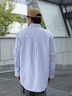 gxmy條紋夾克外套男士休閑套裝春秋季新款潮流寬松衣服男裝搭配三件套 藍(lán)條襯衫+長白T+牛仔褲淺藍(lán) （3件套） L 【110-125斤】 曬單實(shí)拍圖