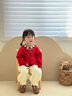 幼歌（YOUGE）兒童森系手工鉤花毛衣2023新款寶寶浪漫簡(jiǎn)約開衫 大紅 90 cm 曬單實(shí)拍圖