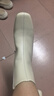 康莉（COMELY）羊皮粗跟短靴女冬季真皮時(shí)尚方頭舒適高級時(shí)裝靴 米白色 38 曬單實(shí)拍圖