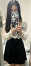 糖力商場同款 甜美千金裙 秋新款長袖拼接吊帶一字肩連衣裙女 杏黑拼色 S 曬單實拍圖