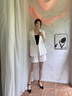 伊婭莎休閑短袖小西裝外套女夏季薄款氣質(zhì)時尚小個子職業(yè)裝西服短褲套裝 單件白色西裝 L 推薦105-115斤 曬單實拍圖