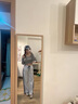 CTOX白灰色條紋運動褲女春秋款大碼闊腿直筒束腳休閑梨型身材寬松衛(wèi)褲 灰白色 長褲 M 【90-105斤】 曬單實拍圖
