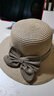 趣得老年人帽子女夏帽子女夏季草帽蝴蝶結韓版小沿太陽(yáng)帽出游休閑沙灘遮陽(yáng)帽漁夫帽女 小檐禮帽-卡其色 均碼56-58CM可調節 曬單實(shí)拍圖