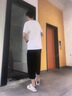 Lee dprre 夏季男士八分褲潮牌薄款冰絲寬松韓版速干直筒休閑運(yùn)動7分男褲子 K129黑色 XL 曬單實(shí)拍圖