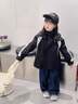 G.DUCKKIDS兒童沖鋒衣三合一可拆卸男童秋裝女童沖鋒衣時髦帥氣男孩戶外外套 黑色沖鋒衣+搖粒絨內(nèi)搭 150 曬單實(shí)拍圖