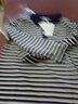 橫行道黑白條紋半高領(lǐng)春裝打底衫女中長(cháng)袖韓版修身半截袖t恤七分袖上衣 藍大白小 2XL 曬單實(shí)拍圖