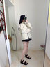 達芙妮厚底外穿涼鞋夏季女款不累腳2025新款魔術(shù)貼百搭軟底黑色沙灘鞋 黑色 35 曬單實拍圖