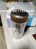 木普森雙層玻璃杯杯子茶水分離矮胖水杯男女士茶杯迷你小巧辦公室泡茶杯 皮紋棕手柄款310ml+杯刷 310ml 曬單實(shí)拍圖