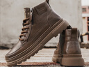 意爾康馬丁靴男鞋新款春秋季休閑板鞋中高幫男靴子英倫風(fēng)高端鞋子短靴子 栗棕 44 曬單實(shí)拍圖