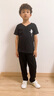 酷系（Cuulrite）兒童舞蹈服男童演出服專業(yè)T恤套裝現(xiàn)代舞服練功服男生拉丁舞服裝 黑色V領(lǐng)短袖+蘿卜褲 130 身高125-135cm 曬單實(shí)拍圖