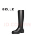 百麗（Belle）周雨彤同款月光騎士靴女商場(chǎng)款顯瘦長(cháng)靴3EL73DG4 【周潔瓊同款】柔霧黑（啞光面） 36 (230mm) 曬單實(shí)拍圖