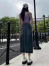 啟動(dòng)引擎高腰開(kāi)叉牛仔半身裙女2025年新款夏季小個(gè)子a字半裙復(fù)古包臀長(zhǎng)裙 懷舊藍(lán) M 曬單實(shí)拍圖
