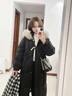 林羽森大毛領冬裝加厚棉服女冬中長款過膝冬新款韓版寬松牛角扣棉衣外套 黑色 M 推薦115-130斤 曬單實拍圖