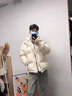 爵少    假兩件棉衣服男潮棉服冬季加厚新款2022潮牌潮流寬松百搭港風(fēng)休閑慵懶風(fēng)棉衣面包服外套 WT09 米白色 3XL 曬單實(shí)拍圖