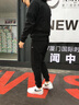 季駱森運動套裝男秋冬季寬松舒適彈力棉質(zhì)拉鏈口袋開衫連帽外套上衣男士 黑色套裝（黑色束腳褲） XL 曬單實拍圖
