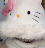 三麗鷗（SANRIO）保暖帽子手套圍巾三合一防風(fēng)防寒可愛(ài)卡通加絨女季圍脖毛絨 毛邊KT貓 米色-粉色蝴蝶結-成人版 曬單實(shí)拍圖