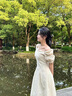 RUIQIUER連衣裙女夏季新款女裝法式感溫柔茶歇一字肩顯瘦氣質(zhì)仙女裙子 圖片色 S 曬單實(shí)拍圖