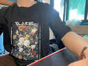 卡圖弛 衣服男寬松休閑復古短袖t恤男夏季新款潮流美式高街五分半截袖男青少年學生圓領印花上衣服飾男裝 黑色 XL【建議120-140斤】 曬單實拍圖