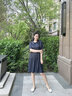 英氏孕婦裝裙子孕婦裙減齡娃娃領(lǐng)荷葉邊 寬松大碼小個子款 減齡蛋糕裙（藏青） XL【推薦體重135-145斤】 曬單實拍圖