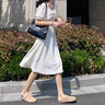 衣圖雅裙子夏天學(xué)生2023新款法式連衣裙女夏季甜美收腰顯瘦氣質(zhì)中長(zhǎng)裙 白色 均碼（可備注碼數(shù)） 曬單實(shí)拍圖