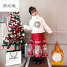 G.duck女童馬面裙套裝秋冬2026新款兒童中國風(fēng)新年套裙女孩加絨古裝唐裝 紅色 上衣+馬面裙 160 自帶圍脖 曬單實(shí)拍圖