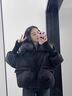棉致羽絨棉服女冬季2024新款韓版寬松顯瘦拼接加厚保暖毛領(lǐng)外套女 黑色 S 曬單實拍圖