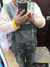 蘑菇同學(xué)大碼牛仔褲女春秋牛仔背帶褲女寬松韓版新款減齡吊帶連體褲長(cháng)褲 藍色 XXL【建議155-175斤】 曬單實(shí)拍圖