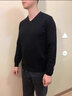 恒源祥純羊毛羊毛衫男士秋冬季雞心領(lǐng)套頭長(cháng)袖針織打底衫圓V領(lǐng)薄款毛衣 V領(lǐng)(黑色) XL 175 曬單實(shí)拍圖