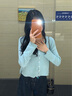 矜持范春秋2025年新款韓版洋氣溫柔風(fēng)針織衫女長(cháng)袖打底毛衣開(kāi)衫短款上衣 藍色 均碼 彈力均碼建議75125斤 曬單實(shí)拍圖