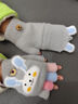 察今半指手套翻蓋寫(xiě)字兒童純棉女孩冬天兔子加絨保暖五指小孩男秋冬季 藍色兔子【適合4-11歲】 曬單實(shí)拍圖