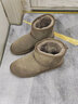布梨子男士雪地靴冬季特大碼真皮短靴加厚加絨保暖棉鞋皮毛一體面包鞋女 卡其色【偏小一碼】 41 曬單實(shí)拍圖
