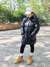 高梵90高蓬鵝絨黑金兒童羽絨服4.0中長(zhǎng)款男童女童加厚鵝絨服冬季外套 黑色亮面 140 曬單實(shí)拍圖