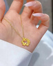 中國黃金（CHINA GOLD）蝶戀花黃金項鏈女蝴蝶桂花足金吊墜黃金鎖骨鏈情人節實(shí)用生日禮物 蝶戀花項鏈 約3.1g 曬單實(shí)拍圖