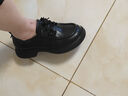 卡帝樂(lè )鱷魚(yú)女士休閑鞋軟底軟面樂(lè )福鞋英倫小皮鞋厚底增高單鞋女鞋K014黑色39 曬單實(shí)拍圖