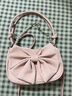 慕昂粉色可愛(ài)蝴蝶結包包女士2024新款夏天今年流行質(zhì)感小眾斜挎腋下包 粉色 曬單實(shí)拍圖