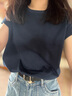 太平鳥女裝高腰復古工裝牛仔裙褲短褲夏季A字闊腿牛仔短褲 牛仔藍 S 曬單實拍圖